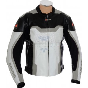 RTX Silver Arbiter Sports Leather CE Biker Jacket